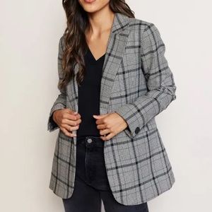 Able Emma Structured Blazer Black & White Plaid Plus Size 2X